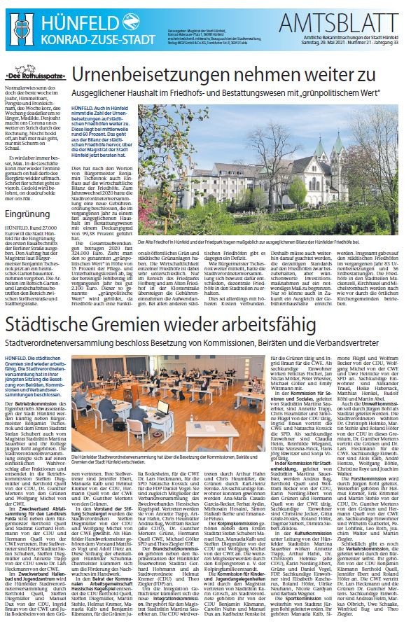 Amtsblatt vom 29. Mai 2021